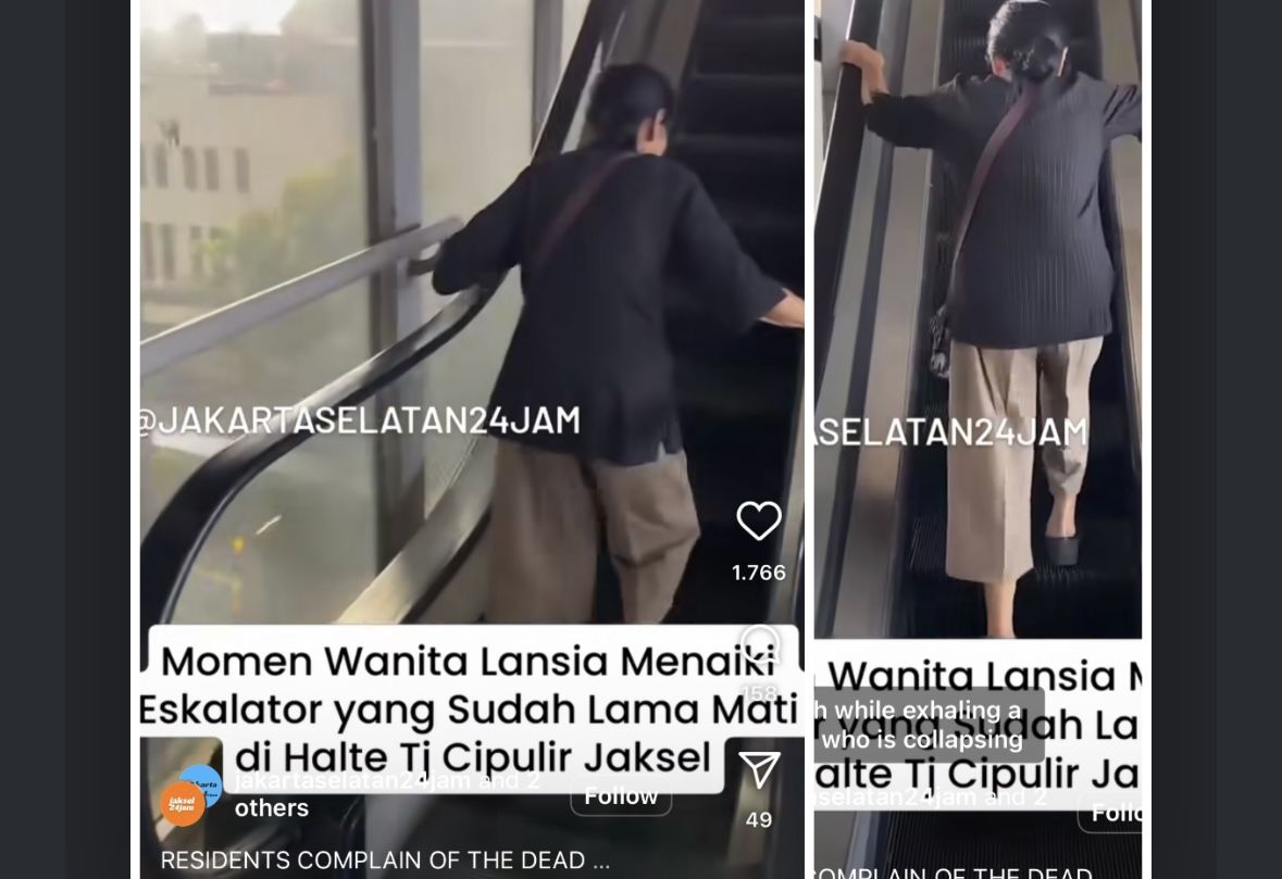 Video Lansia Naik Tangga Eskalator Rusak di Halte Tuai Reaksi Warganet, Pengelola TransJakarta Minta Maaf