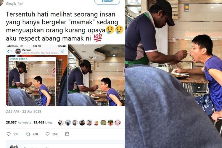 Pelayan Restoran Ini Tuai Pujian Karena Suapi Seorang Difabel