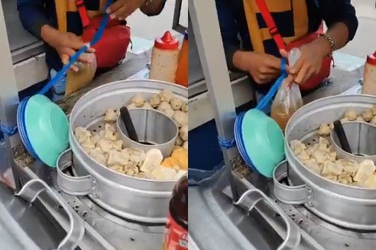 Cara Penjual Bakso Mengikat Bungkusan Kuah Bakso Ini Bikin Tercengang
