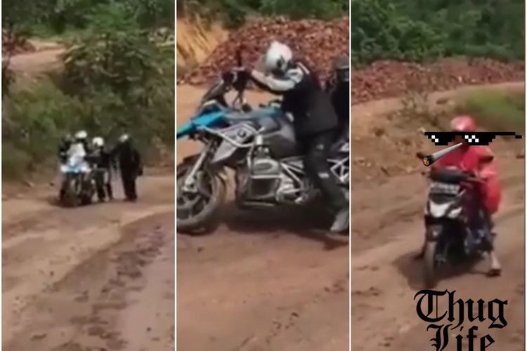 VIDEO: Moge Adventure 1200cc Ini Dipermalukan oleh Motor Matic 110cc di Trek Berlumpur