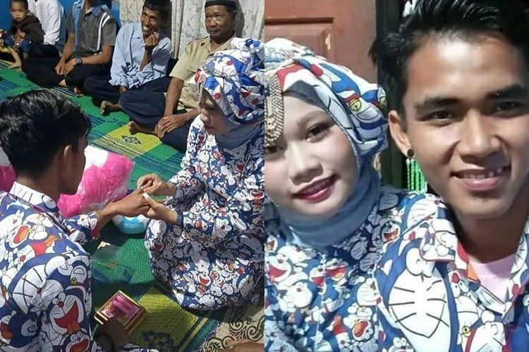Unik! Pasutri ini Gelar Pernikahan dengan Tema Doraemon, Mendadak jadi Viral
