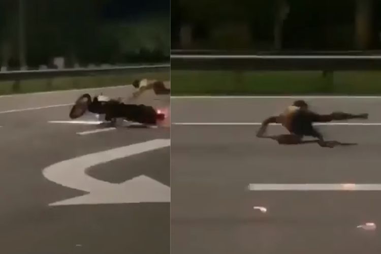 Horor! Pemuda Ini Nyaris Terlindas akibat Ugal-ugalan Sambil Angkat Ban Depan Motor