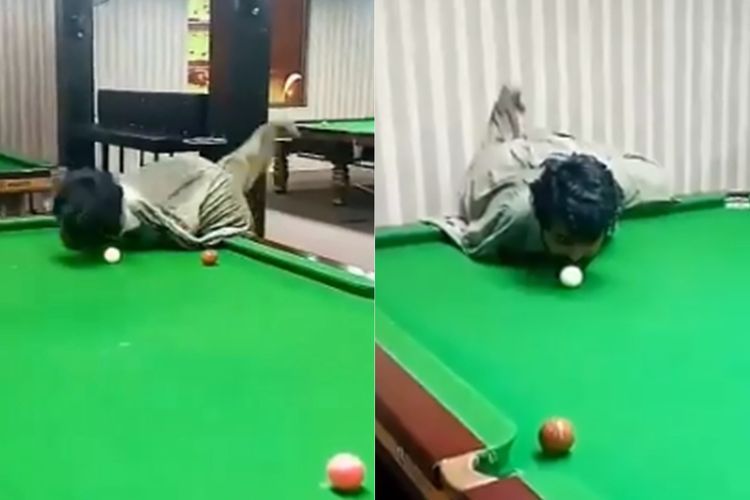 Meski Tak Punya Dua Tangan, Pria Ini Jago Main Biliar, Pakai Wajah untuk Sodok Bola