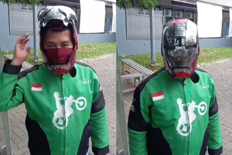 Keren! Ojol ini Pamer Pakai Helm Iron Man, Bisa Gerak Mirip Kayak Asli