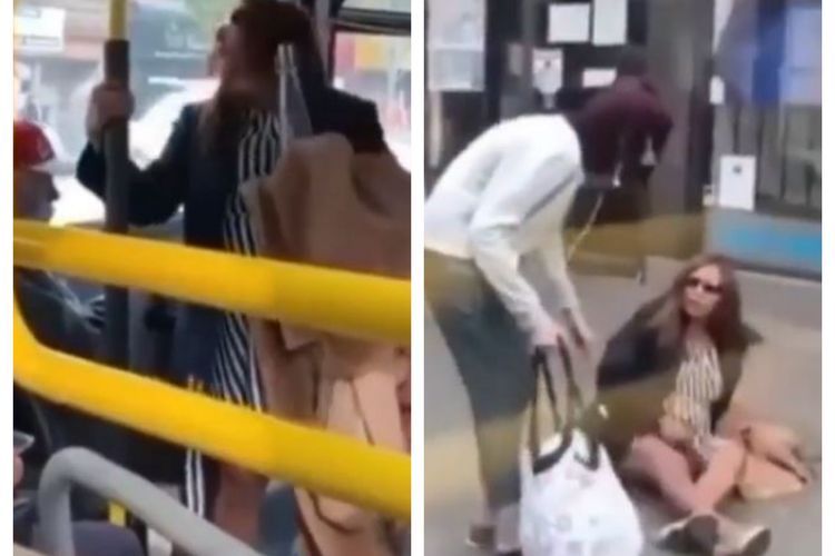 Diduga Emosi Ditegur Tak Pakai Masker, Wanita Ludahi Pria, Endingnya Dilempar Keluar Bus