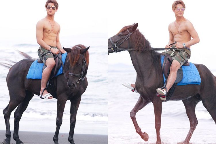 Rizky Billar Pose Telanjang Dada saat Berkuda, Lesty Malah Fokus ke Bagian Ini