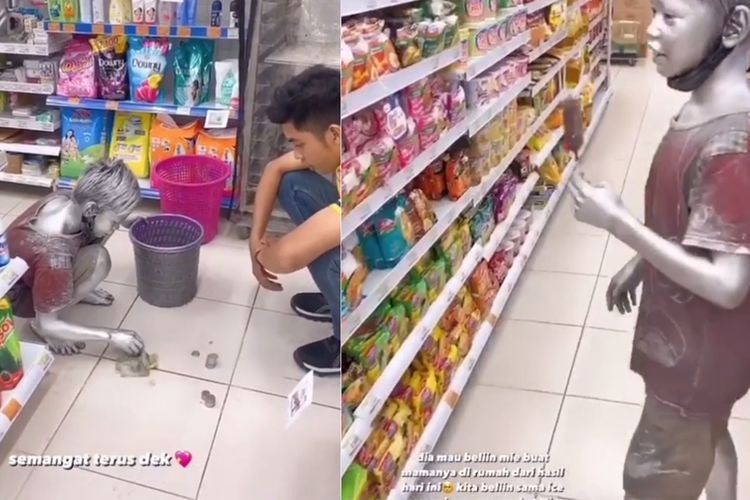 Haru! Bocah 'Manusia Silver' Ini Kumpulkan Uang demi Beli Mie Instan untuk Ibunya