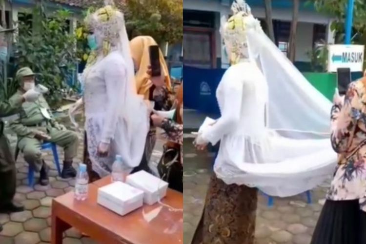 Momen Pengantin Wanita Nyoblos ke TPS Sebelum 'Disahkan' Curi Perhatian Warganet