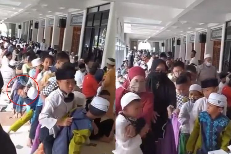 Viral Bocah Berebut Nasi Kotak usai Salat Jumat, Sampai Ada yang Kena Tonjok