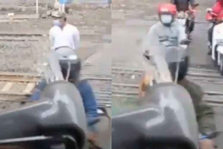 Pria Ini Kasih 'Pelajaran' ke Pengendara Tak Sabaran di Rel Kereta Api, Netizen Takjub