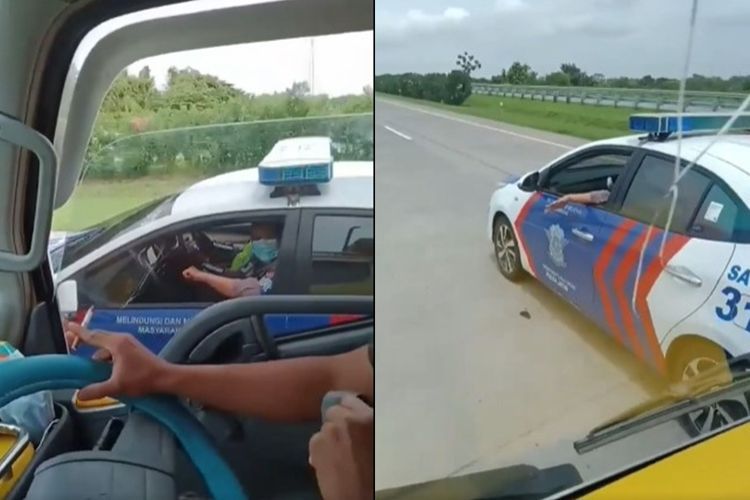 Viral Aksi Kejar-kejaran Sopir Truk dengan Mobil Patroli Polisi, Tuai Kritik Netizen