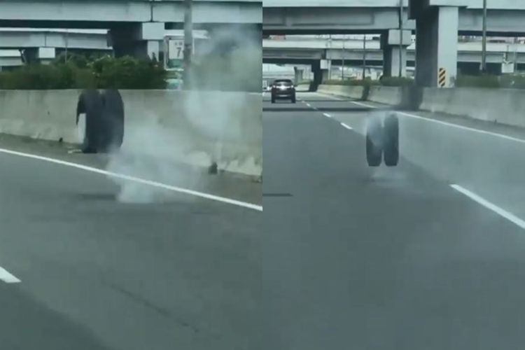 Detik-detik Ban Truk Pengangkut Air Copot di Tol Jagorawi, Menggelinding ke Sana-Sini