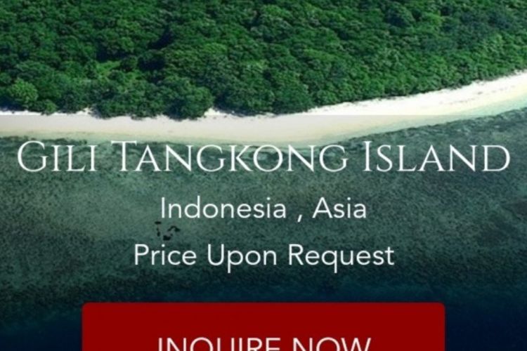 Kini Giliran, Gili Tangkong Lombok Heboh Dijual di Situs Online