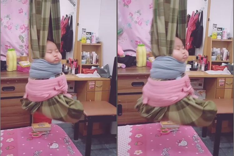 Video Memperlihatkan Bayi yang Tidur Lelap dengan Bapukung, Cara Tradisional di Kalimantan