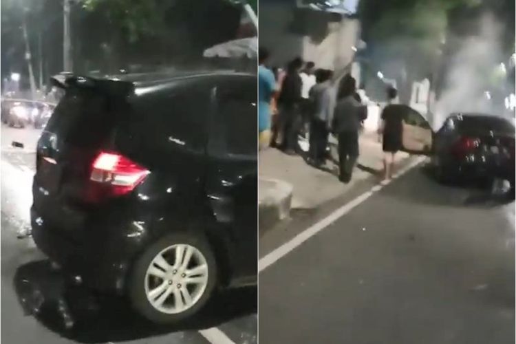 Mengerikan, Detik-detik Mobil Mewah Laga Kambing di Jaksel, Pemotor Ikut Jadi Korban