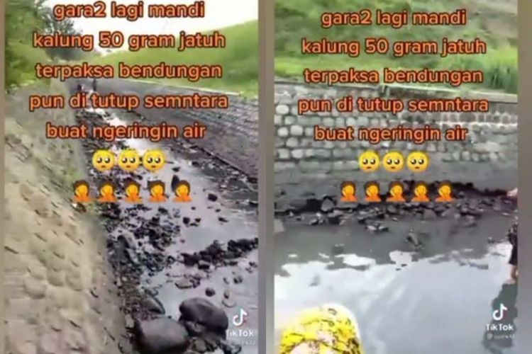 Viral! Ibu-ibu Kehilangan Kalung Emas 50 Gram di Kali, Bendungan Warga Terpaksa Ditutup