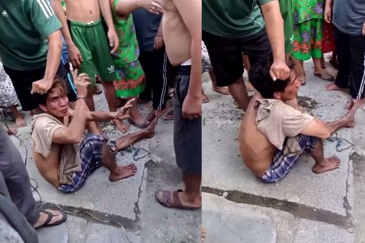 Viral Video Pelaku Pencurian HP di Medan Diamuk Massa, Diikat Pakai Tali Plastik