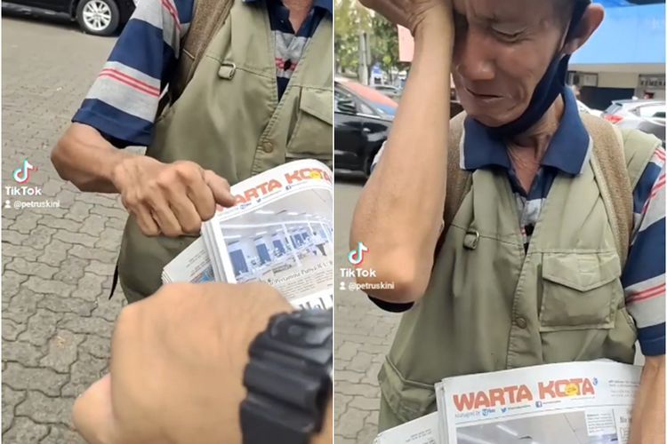 Viral Penjual Koran Diajak 'Tos' Pembeli Malah Kaget dan Nangis, Ternyata Begini Endingnya