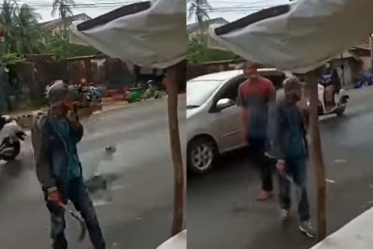 Viral! Aksi Koboi Tukang Parkir Todongkan Celurit, Ancam Warga di Lemabang Palembang