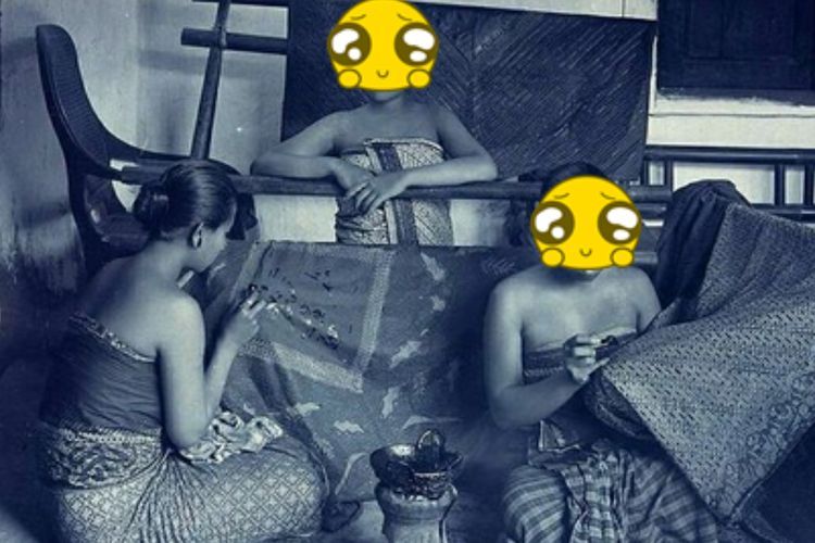 Viral Foto Jadul 3 Wanita Membatik di Jogja 1913, Netizen Salfok yang Tengah: Cantiknya