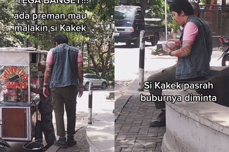 Viral Kakek Penjual Bubur Ayam Pasrah Dipalak oleh Preman, Endingnya Tak Terduga