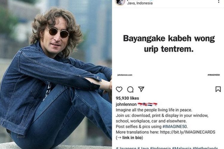 Viral, John Lennon Buat Kalimat Bahasa Indonesia di Instagram, Netizen: Disurga Ada Wifi?
