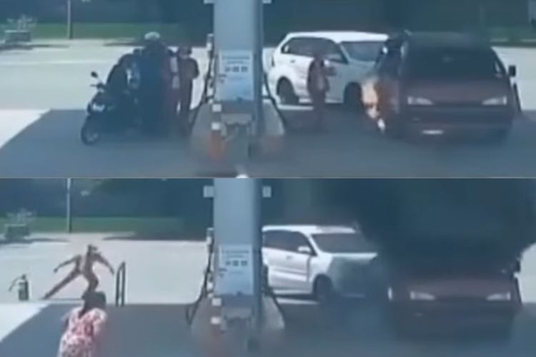 Detik-detik Mobil Terbakar saat Isi BBM di SPBU Nganjuk Jatim, Netizen Salfok ke Petugas