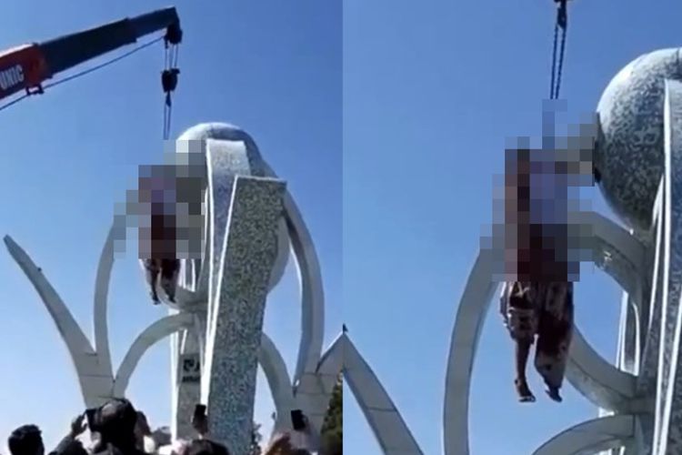 Miris, Taliban Hukum Gantung Pelaku Penculikan Pakai Crane, Ditonton Banyak Orang
