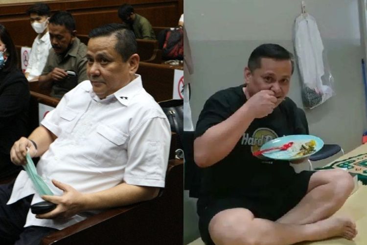 Penampakan Irjen Napoleon Duduk Lesehan saat Makan dalam Penjara, Sajadahnya Jadi Sorotan