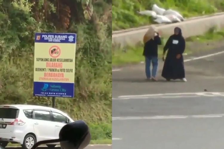 Duh, Emak-Emak Ini Malah Asik Foto-Foto di Area Penyelamat Rem Blong!