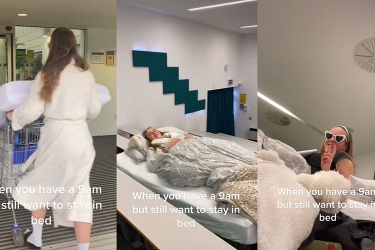 Perempuan Ini Viral Karena Bawa Kasur ke Kampusnya Untuk Tidur
