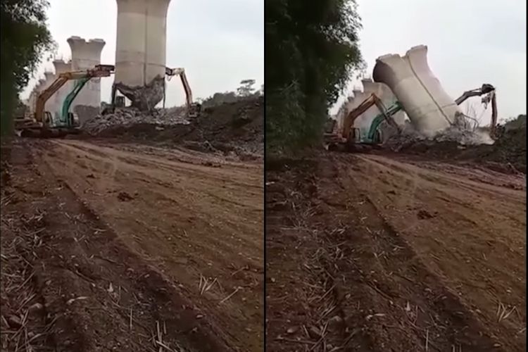 Viral Pilar Kereta Cepat Ambruk dan Timpa Ekskavator, KCIC Tegaskan Pentingnya Keselamatan