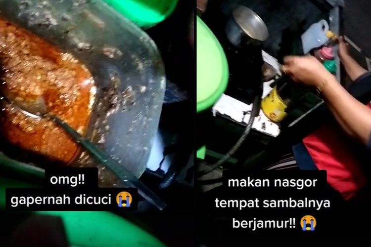 Jorok! Penjual Nasi Goreng Ini Kepergok Jualan dengan Wadah Sambal yang Berjamur