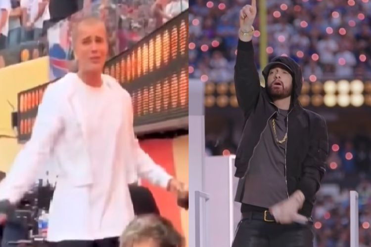 Gaya Unik Justin Bieber Ikutan Ngerap Lagu Eminem Saat Tampil di Superbowl jadi Sorotan
