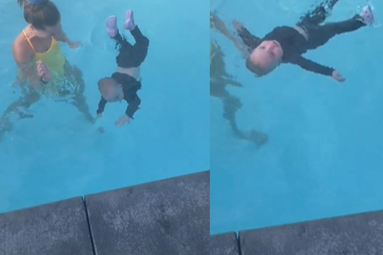 Luar Biasa! Bayi 14 Bulan Bisa Berenang dan Mengambang, Jungkir Balik Beberapa Kali di Air
