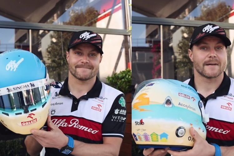 Valtteri Bottas Pamer Helm Baru Rancangan 'Ayang' untuk F1 GP Australia 2022