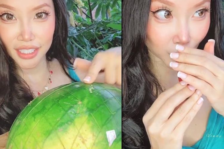 Wanita Ini Bagikan Tips Makan Semangka Anggun dan Tak Belepotan, Cocok Buat Acara Formal