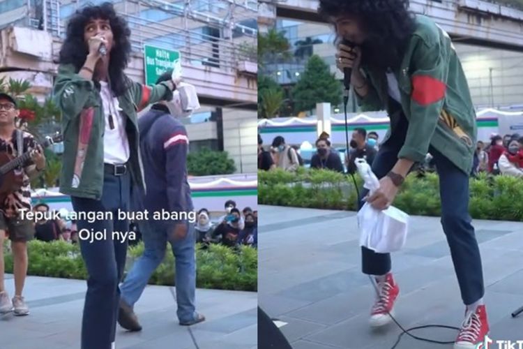 Lagi Asyik Nyanyi di Panggung, Vokalis Ini Didatangi Ojol Antar Makanan