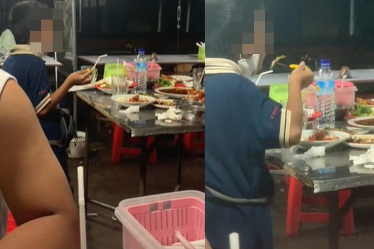 Potret Pilu Bocah Makan Sisa Makanan Orang di Warung, Diajak Makan oleh Seorang Pria