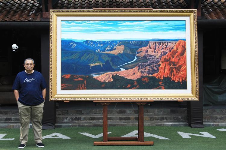 SBY Pamer Lukisan Raksasa Pemandangan Grand Canyon, Banjir Pujian dari Netizen