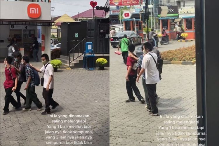 Saling Melengkapi, Para Pria Disabilitas ini Saling Rangkul saat Berjalan ke Luar Mal