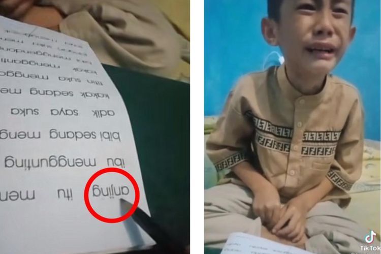 Kocak! Anak Kecil Ini Menangis Tak Mau Belajar Membaca Kata 'Anjing' Takut Ibunya Marah