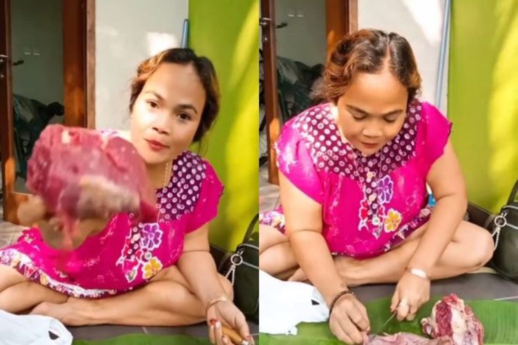 Ibu ini Ngeluh Dapat Daging Kurban Cuma Dikit, Raut Wajah dan Gelang Emas Jadi Sorotan