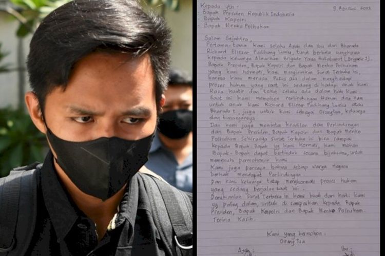Pilu, Orangtua Bharada E Minta Perlindungan Lewat Surat Tulis Tangan: Kami Dihantui Takut
