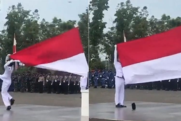 Gercep! Paskibraka Ini Putar Badan Bak Dansa Demi Kibarkan 'Merah Putih' dengan Sempurna