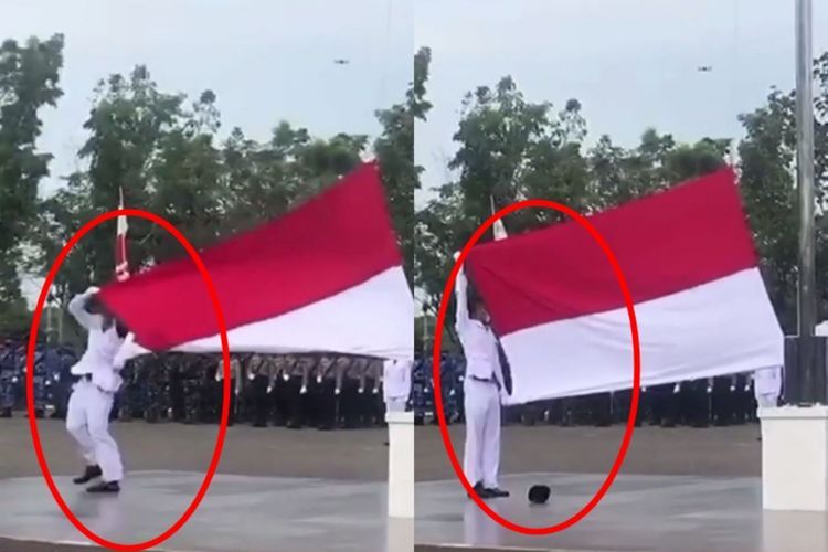 Aksi Heroik Paskibraka Hindari Bendera Terbalik, Tubuhnya Berputar hingga Peci Lepas