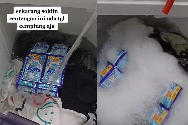 Life Hack Cuci Baju ala Kaum Mageran, Tuang Sabun Cuci Langsung sama Bungkusnya