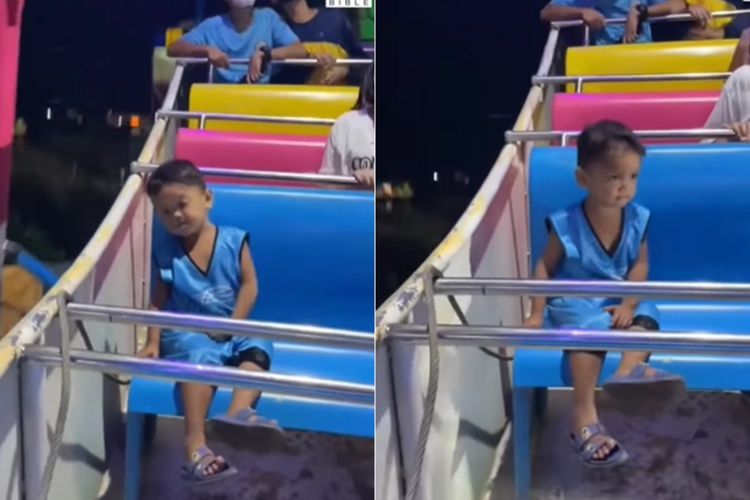 Santuy, Bocah Laki-laki Ini Gak Pegangan Naik Wahana Kora-Kora, Netizen: Bahaya Banget!
