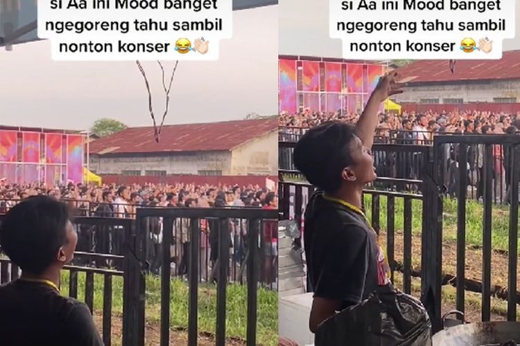 Viral, Abang Tukang Gorengan Terekam Joget sambil Goreng Tahu saat Konser: Mood Banget!