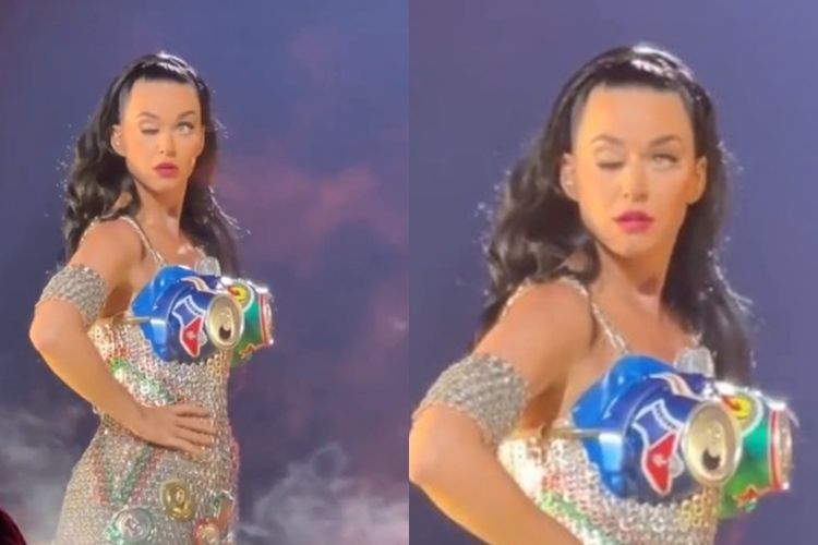 Momen Mata Katy Perry Gak Bisa Melek saat Konser, Kayak JB atau Keberatan Bulu Mata?